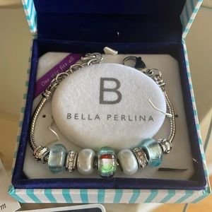 Bella Perlina Silver Charm Slide Bracelet/Never Worn